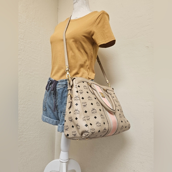 MCM Cream Handbag With Long Handle Satchel AUTHENTIC - Picture 5 of 16